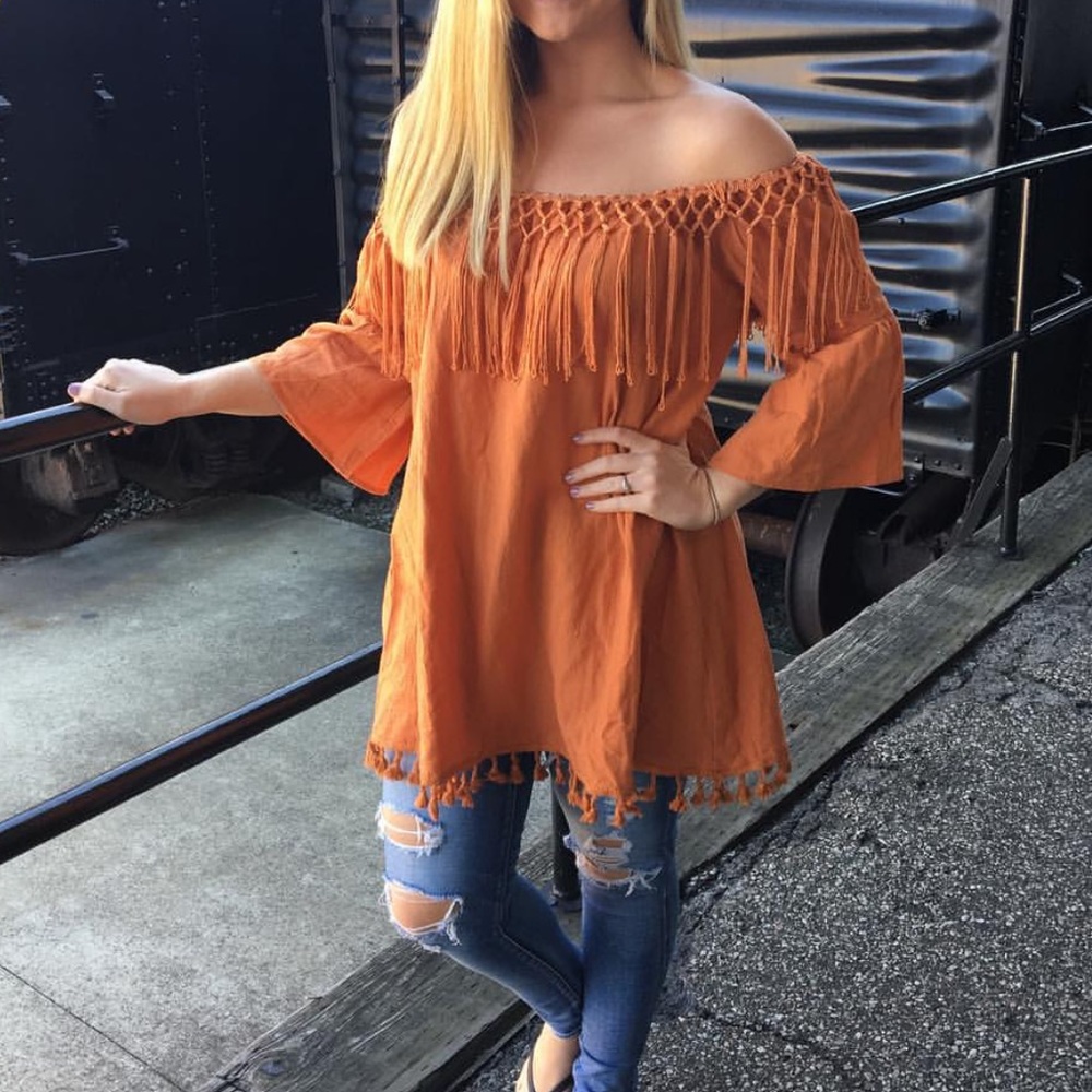 Terra-cotta OTS Dress (NWT)